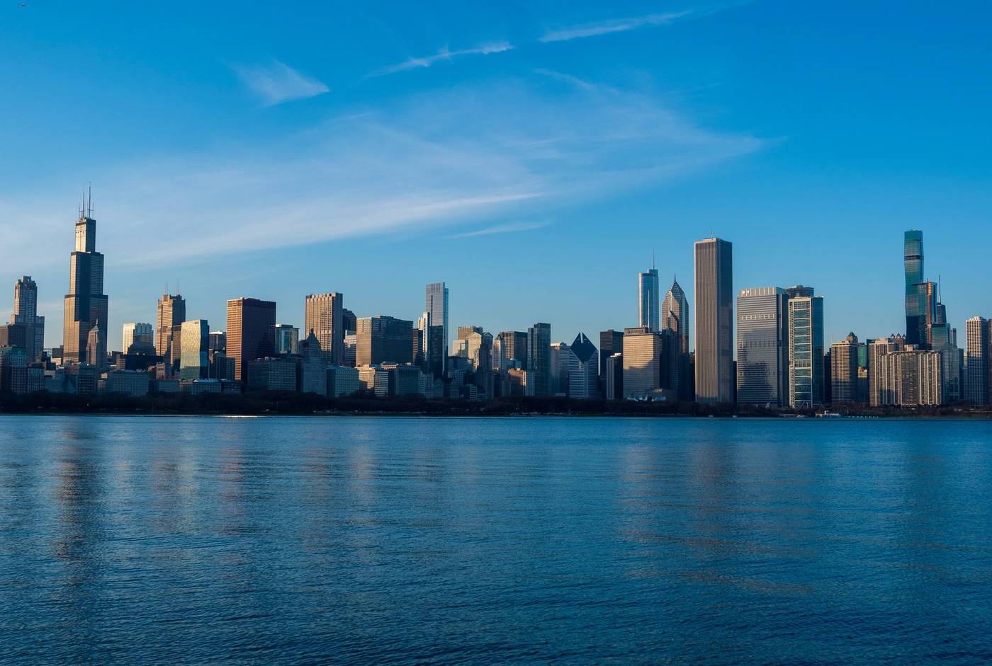Chicago lakefront skyline across Lake Michigan